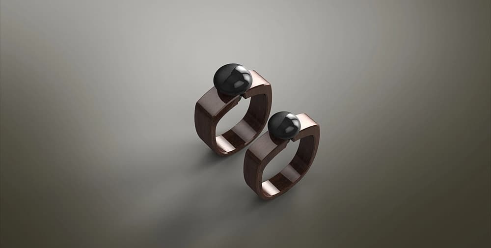 Pair of Dao Fa Zi Ran mushroom rings